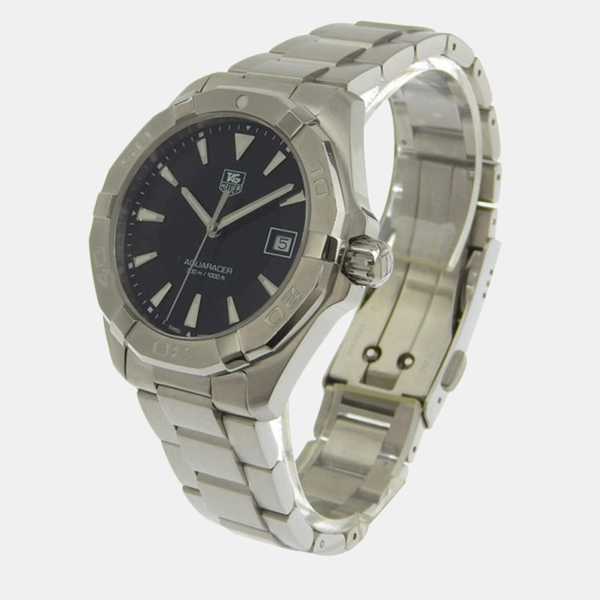 

Tag Heuer Black Stainless Steel Aquaracer WAY1110 Quartz Men's Wristwatch 41 mm