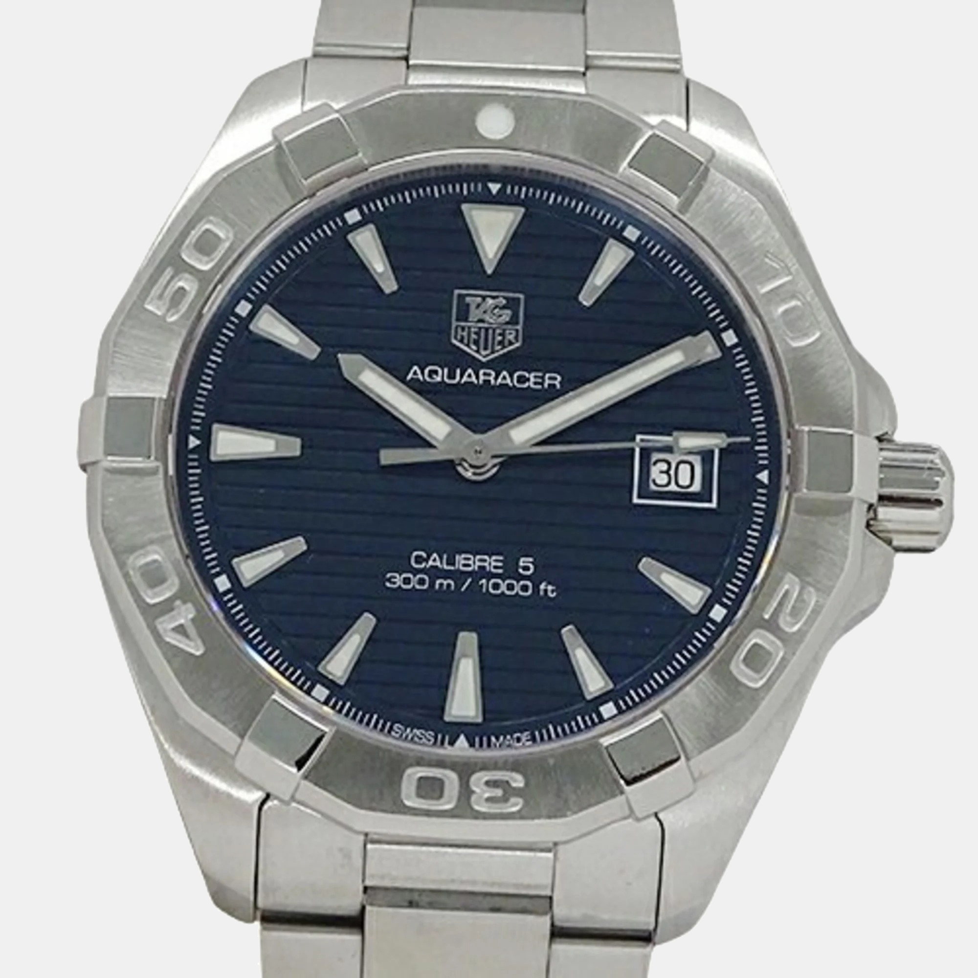 

Tag Heuer Blue Stainless Steel Aquaracer WAY2112 Automatic Men's Wristwatch 41 mm