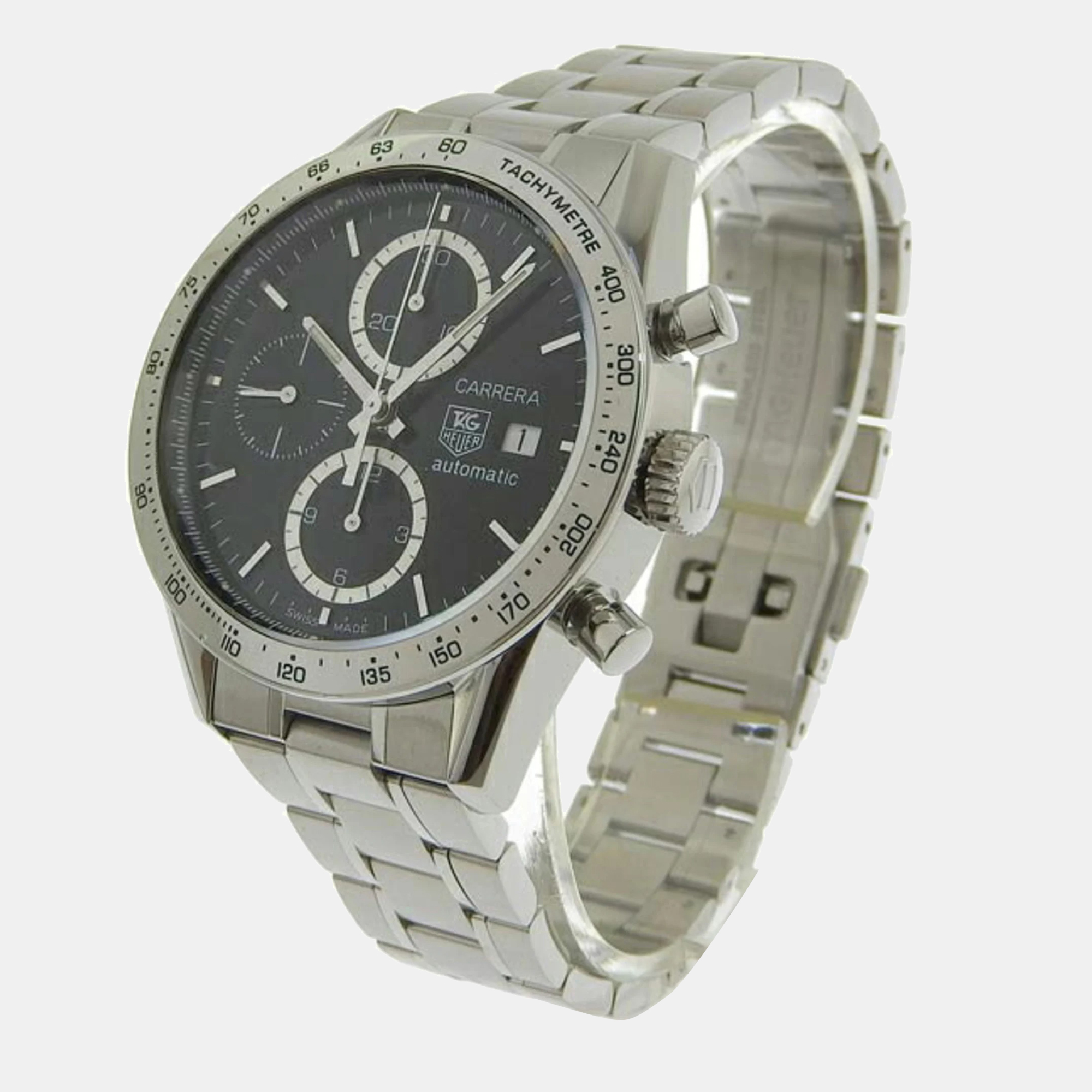 

Tag Heuer Black Stainless Steel Carrera CV2016 Automatic Men's Wristwatch 41 mm