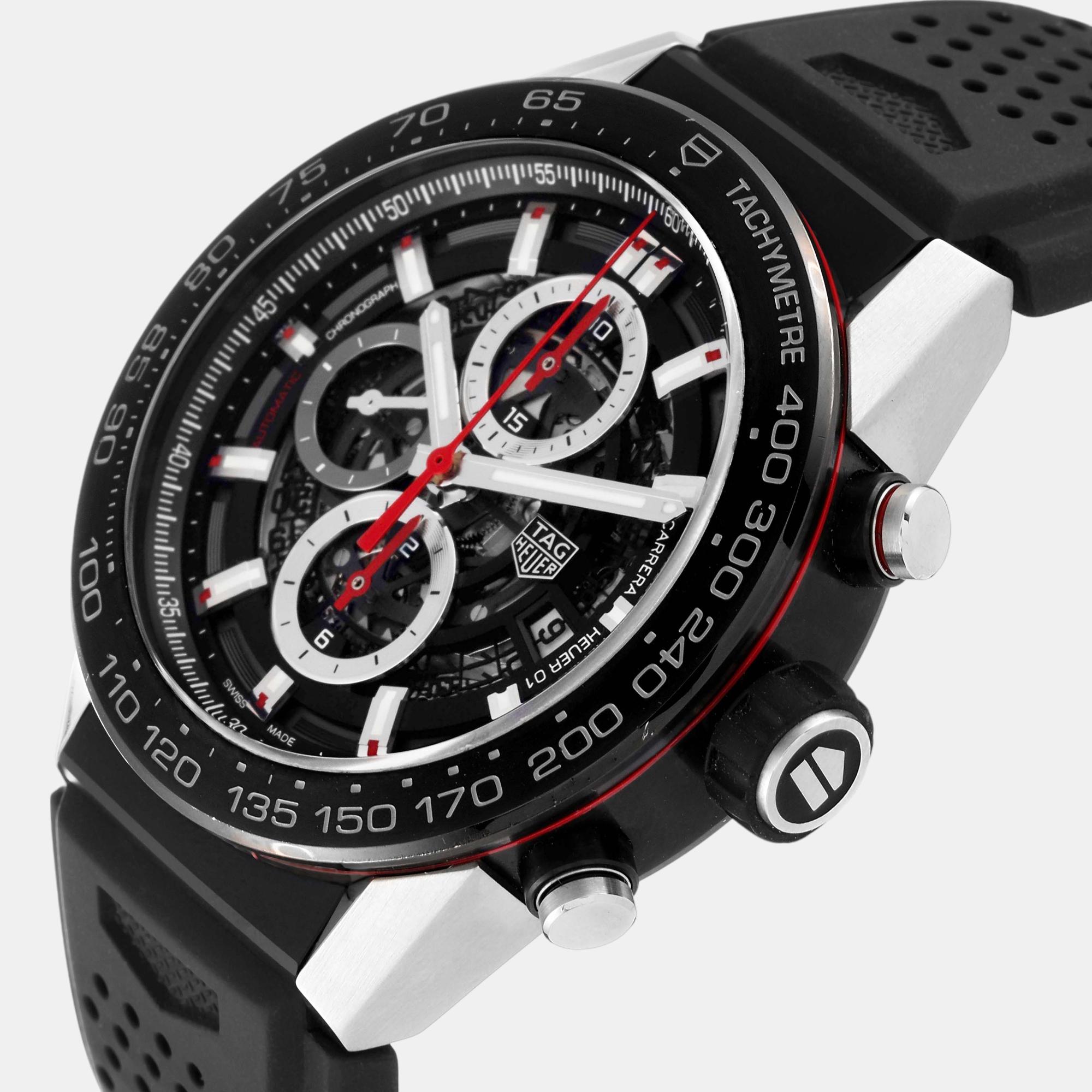 

Tag Heuer Black Stainless Steel Carrera CAR2A1Z Automatic Men's Wristwatch 45 mm