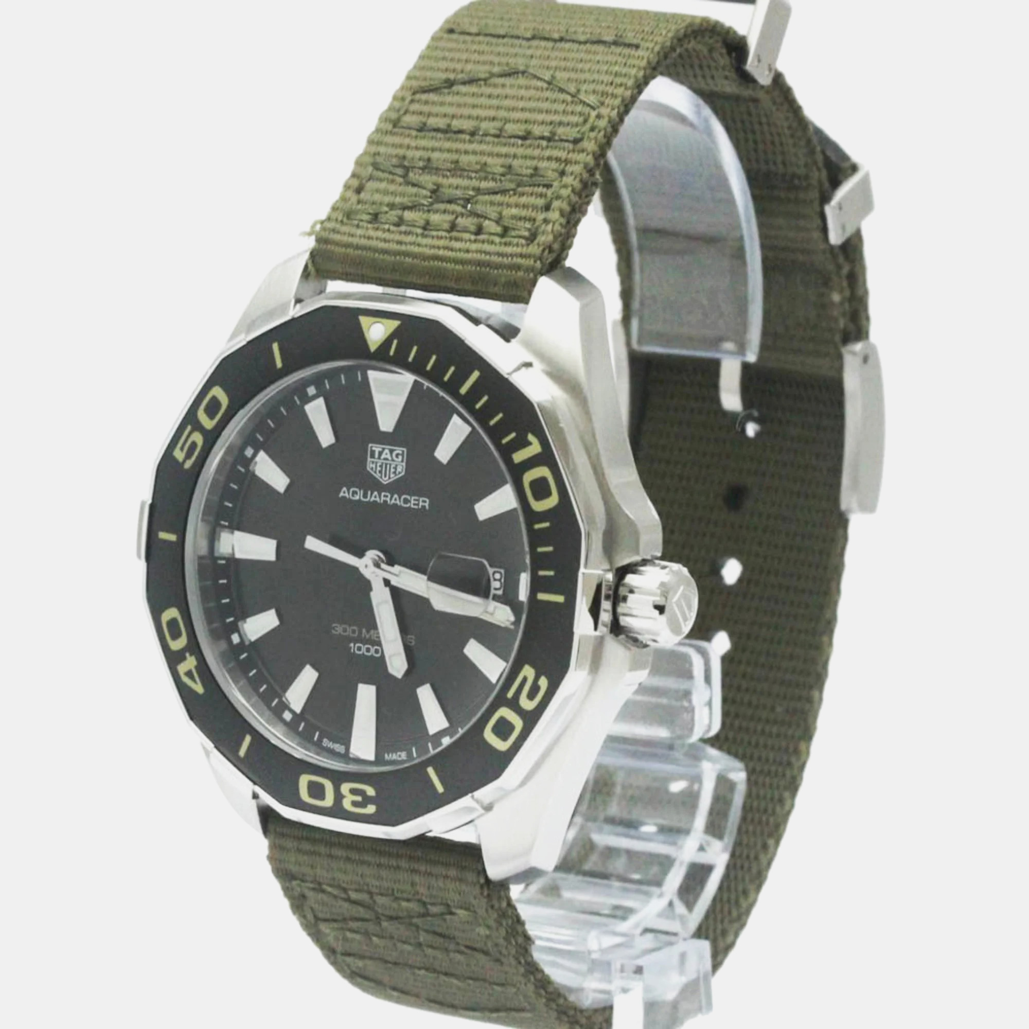 

Tag Heuer Green Stainless Steel Aquaracer WAY101E Quartz Men's Wristwatch 43 mm