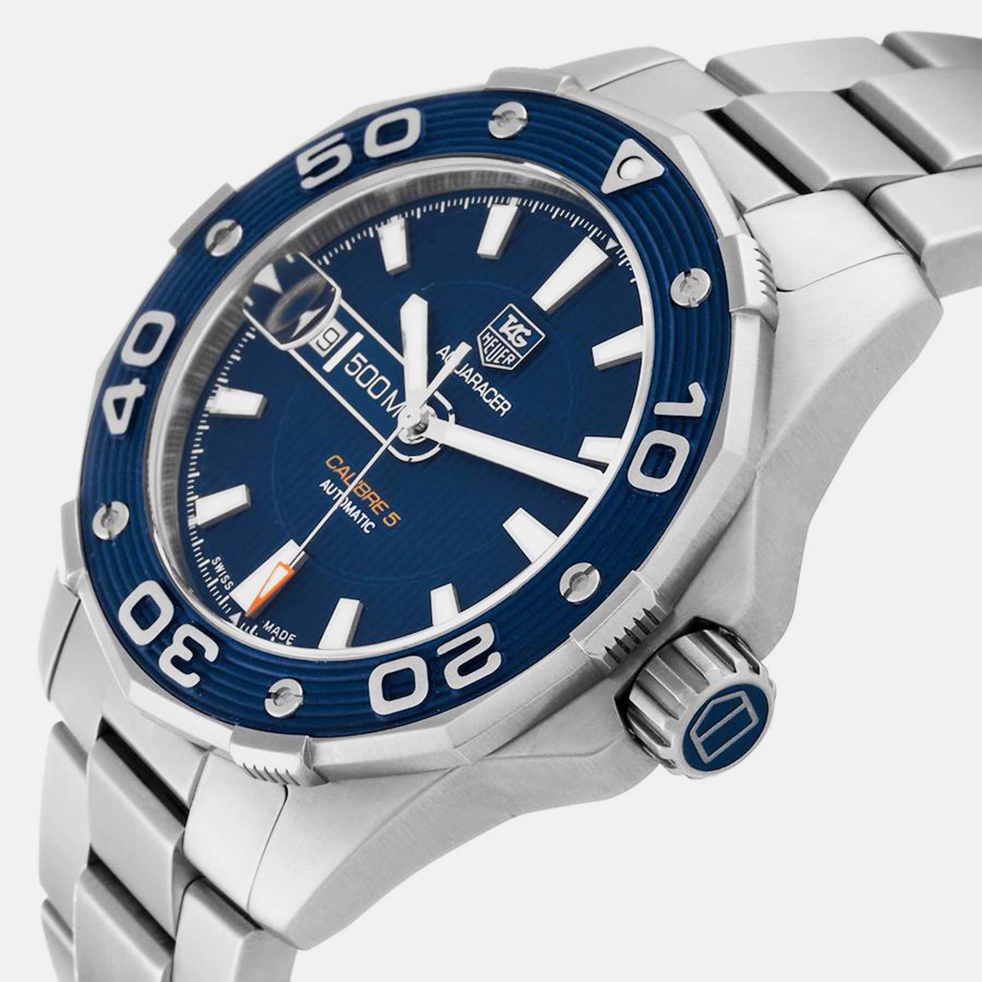 

Tag Heuer Blue Stainless Steel Aquaracer WAJ2112 Automatic Men's Wristwatch 43 mm