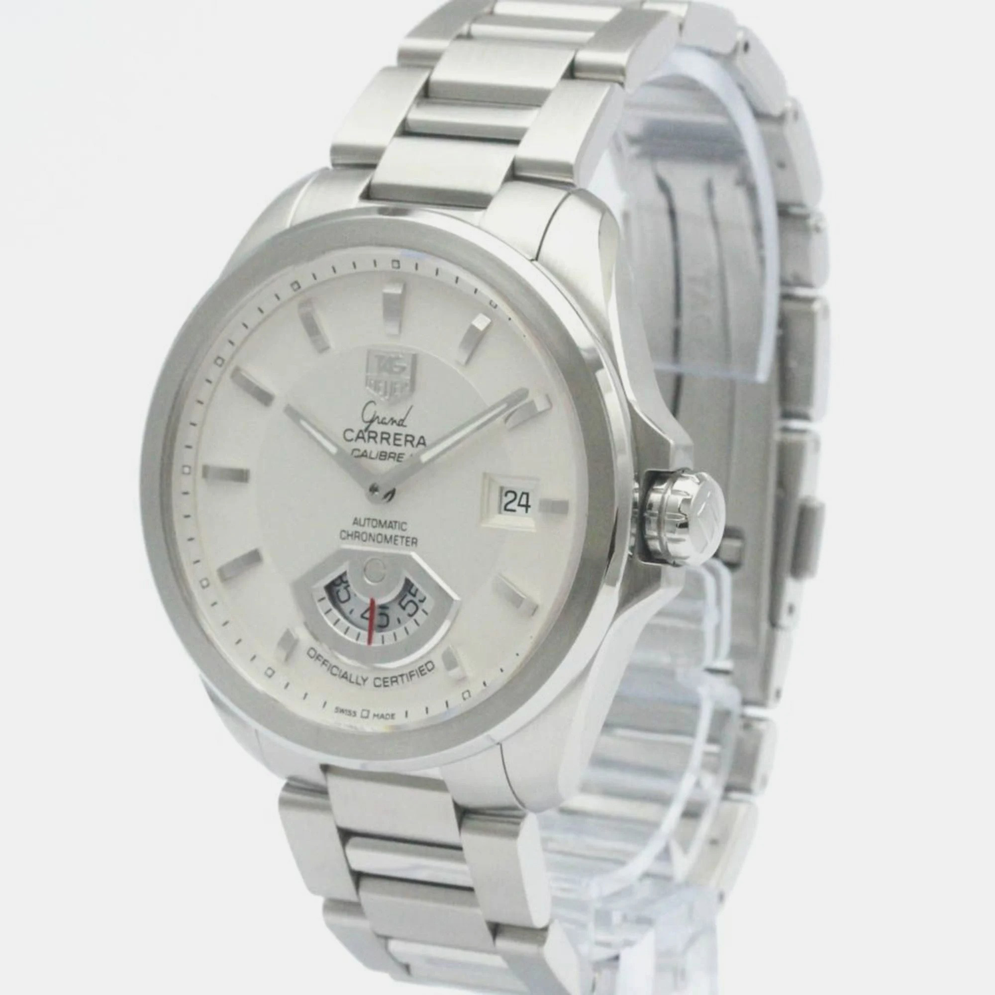 

Tag Heuer Silver Stainless Steel Grand Carrera WAV511B Automatic Men's Wristwatch 40 mm