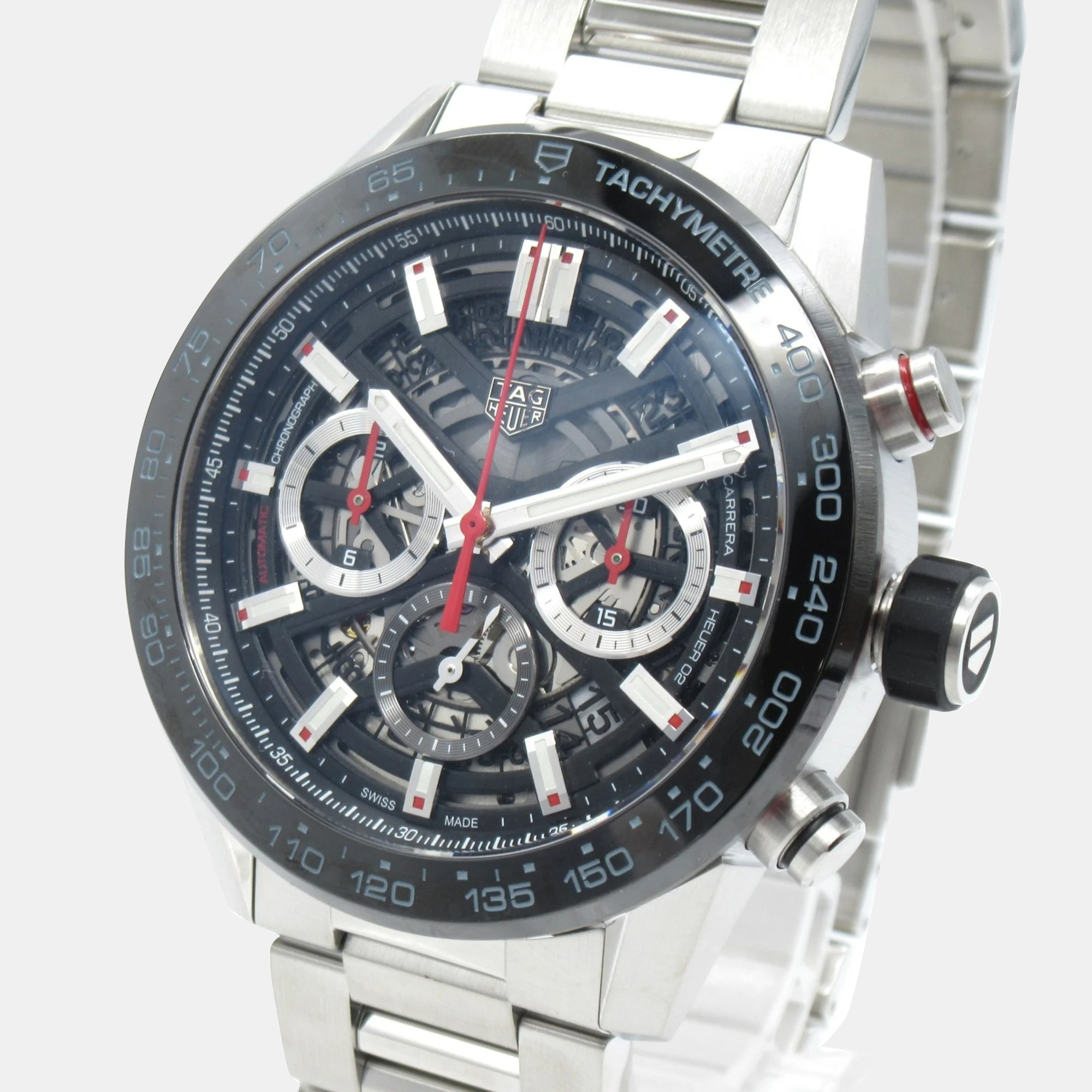 

Tag Heuer Black Stainless Steel Carrera CBG2A10 Automatic Men's Wristwatch 45 mm