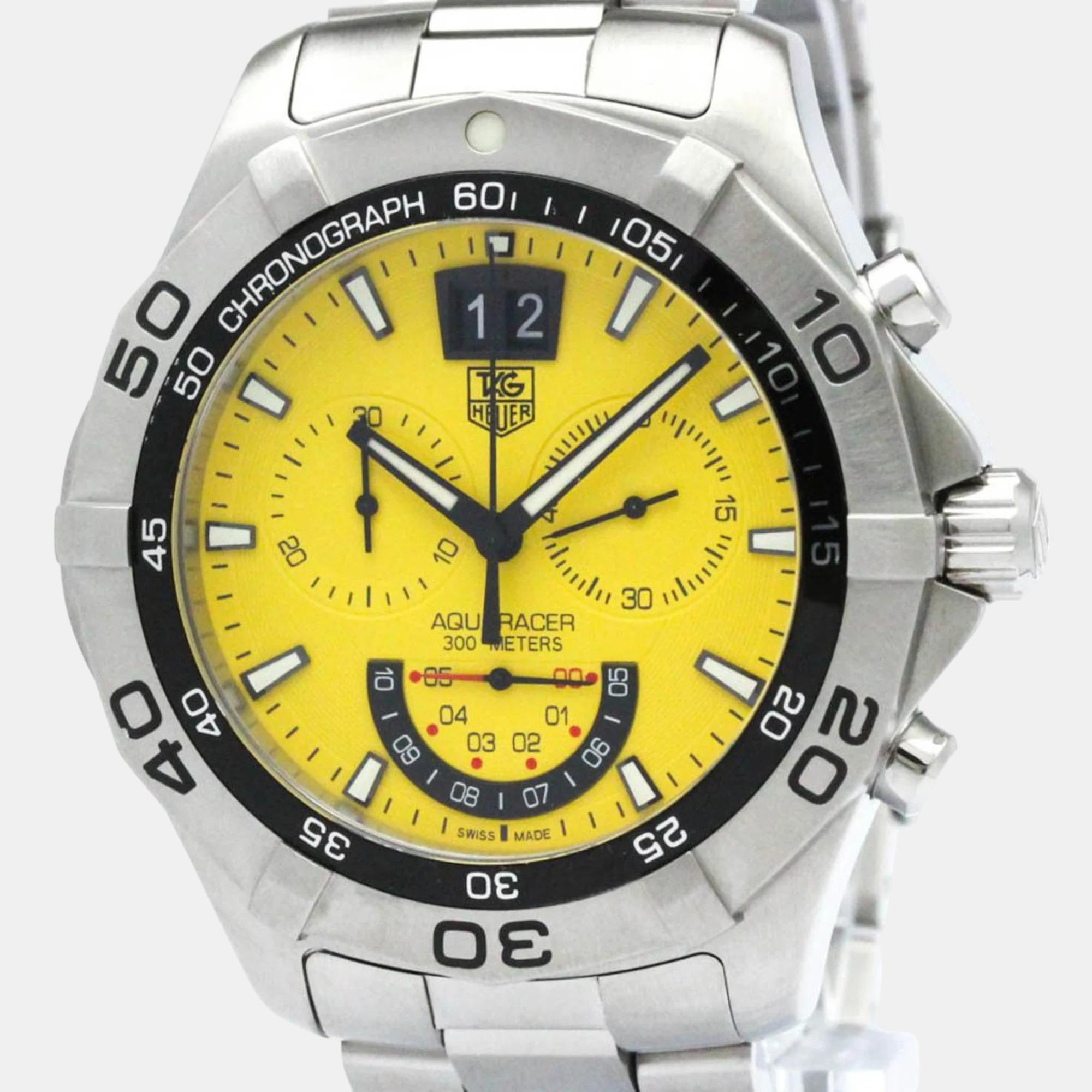 

Tag Heuer Yellow Stainless Steel Aquaracer CAF101D Quartz Men's Wristwatch 44 mm