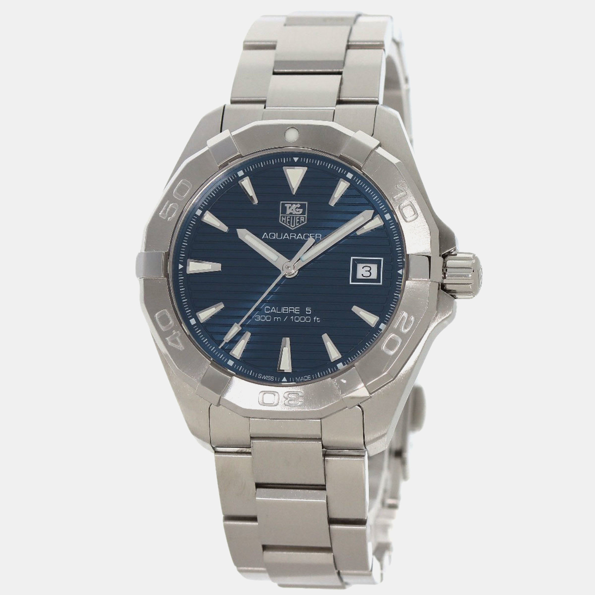 

Tag Heuer Blue Stainless Steel Aquaracer Automatic Men's Wristwatch 40 mm