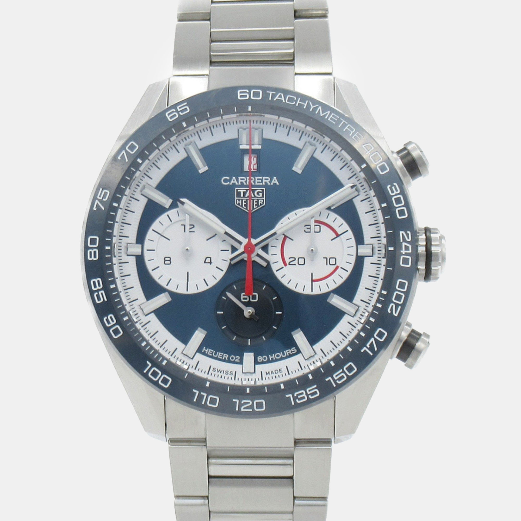 Pre-owned Tag Heuer Blue Stainless Steel Carrera Cbn2a1e.ba0643 Automatic Men's Wristwatch 44 Mm