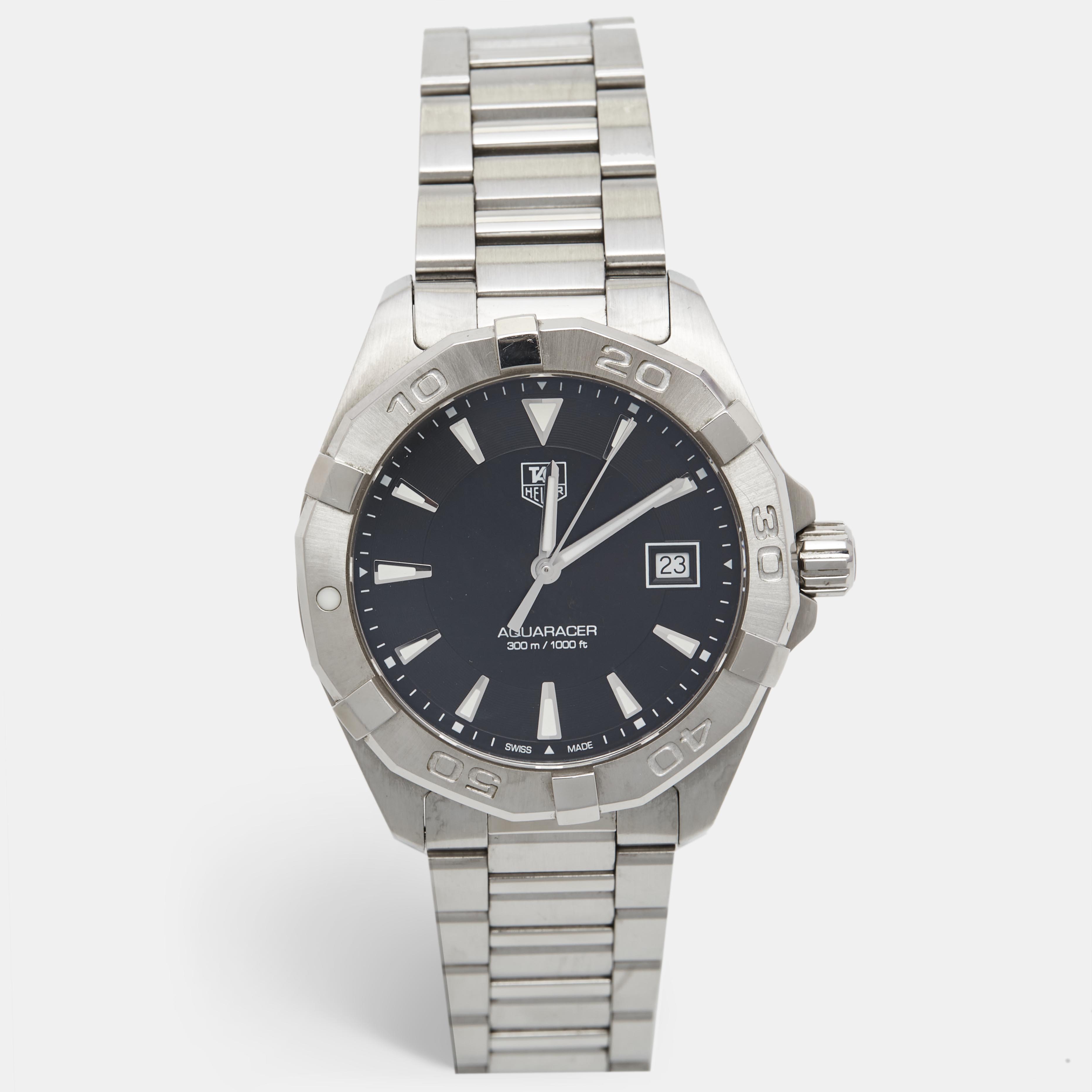 

TAG Heuer Black Stainless Steel Aquaracer WAY1110 Men's Wristwatch