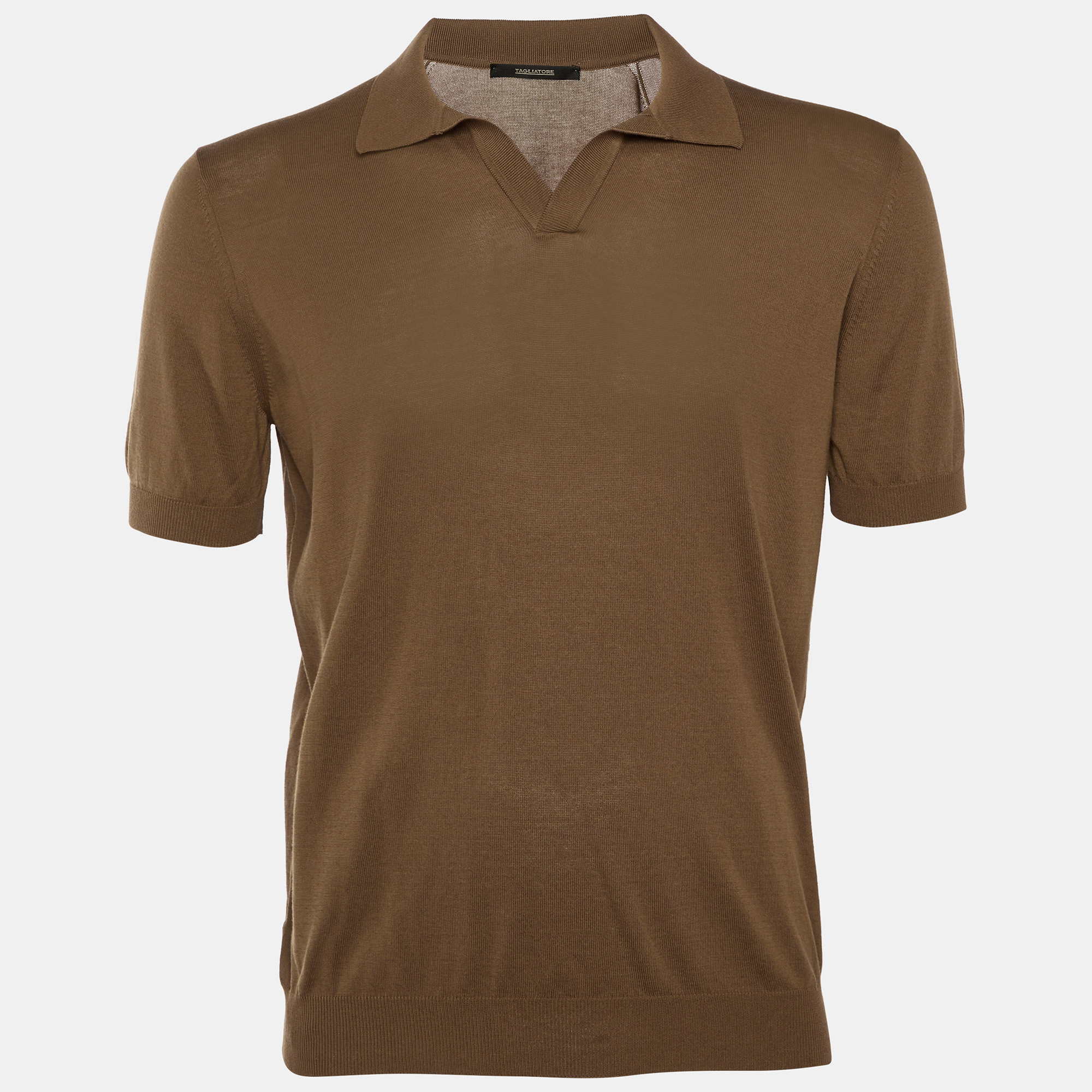 

Tagliatore Brown Cotton Knit Polo T-Shirt L