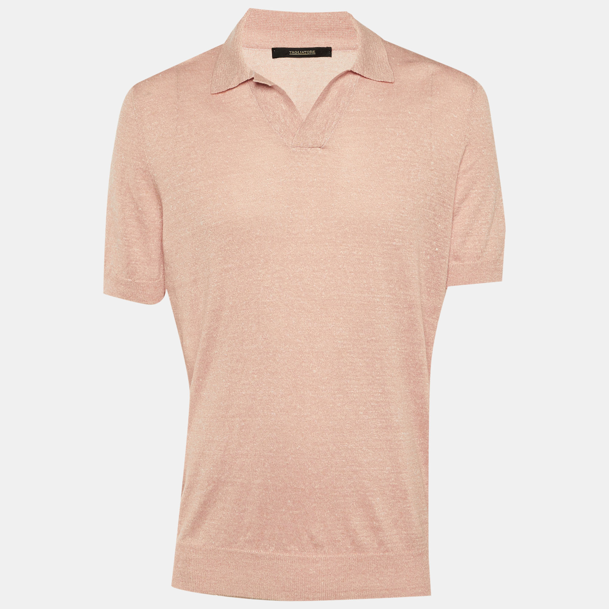 

Tagliatore Peach Melange Knit Polo T-Shirt L, Orange