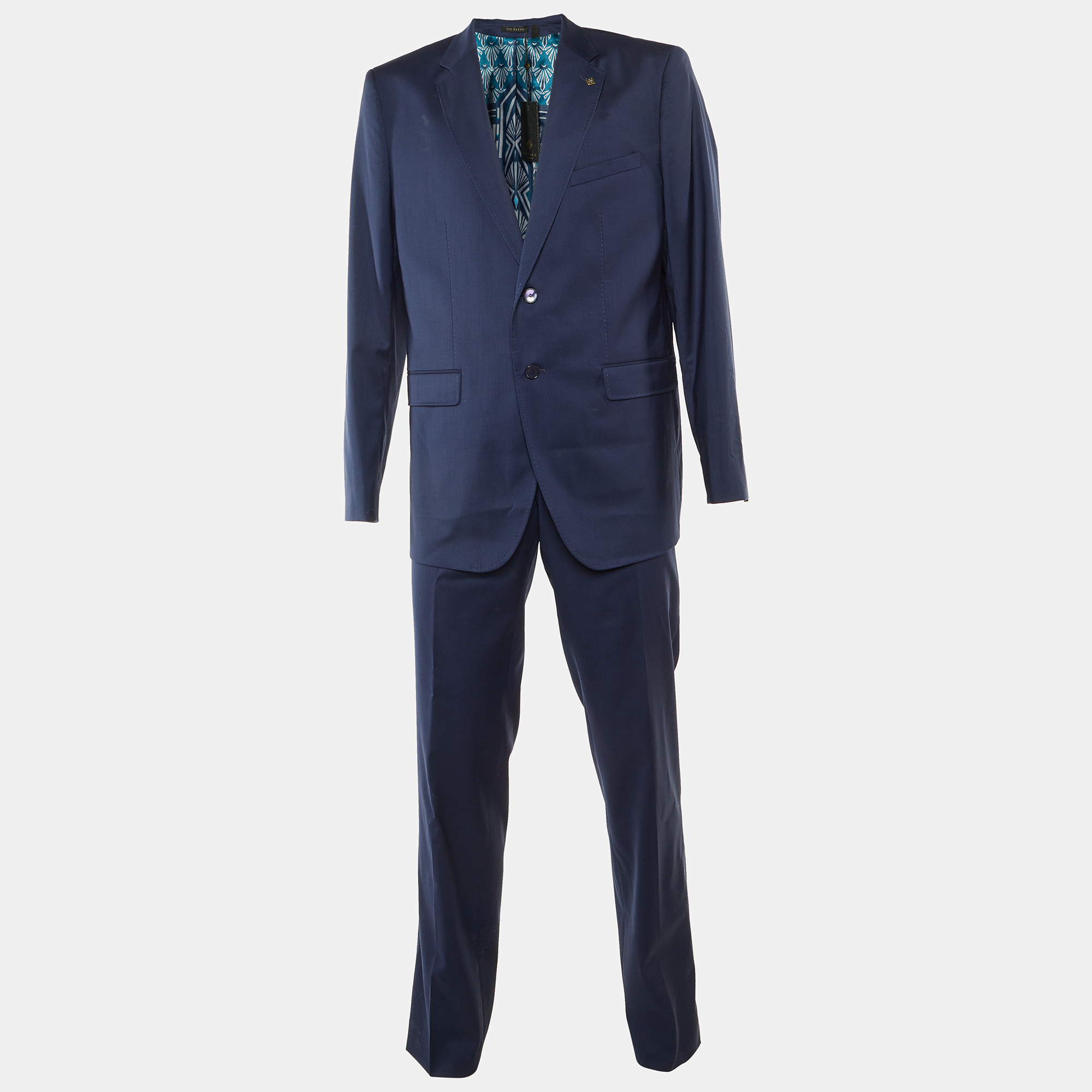 Pre-owned Ted Baker Dark Blue Wool Tailored Suit Xl/44r