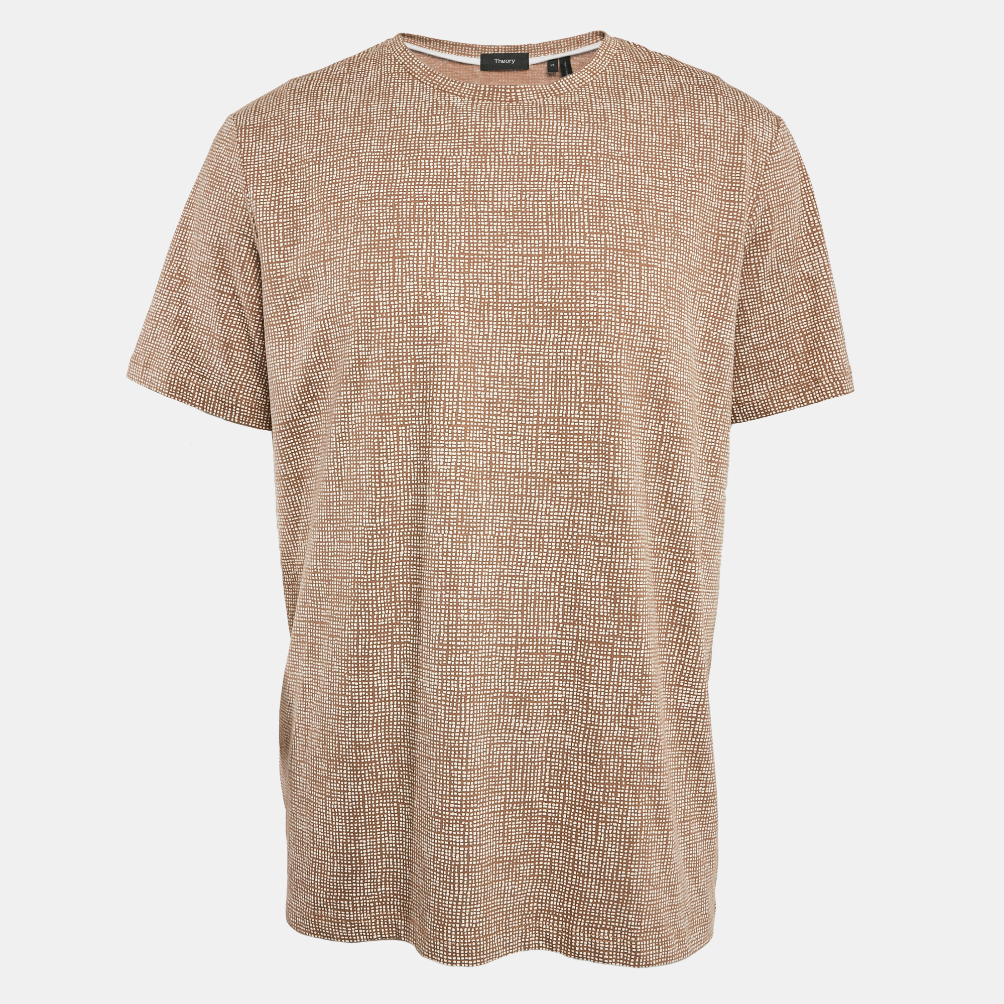 

Theory Beige Stone Thordon Print Jersey T-Shirt XL