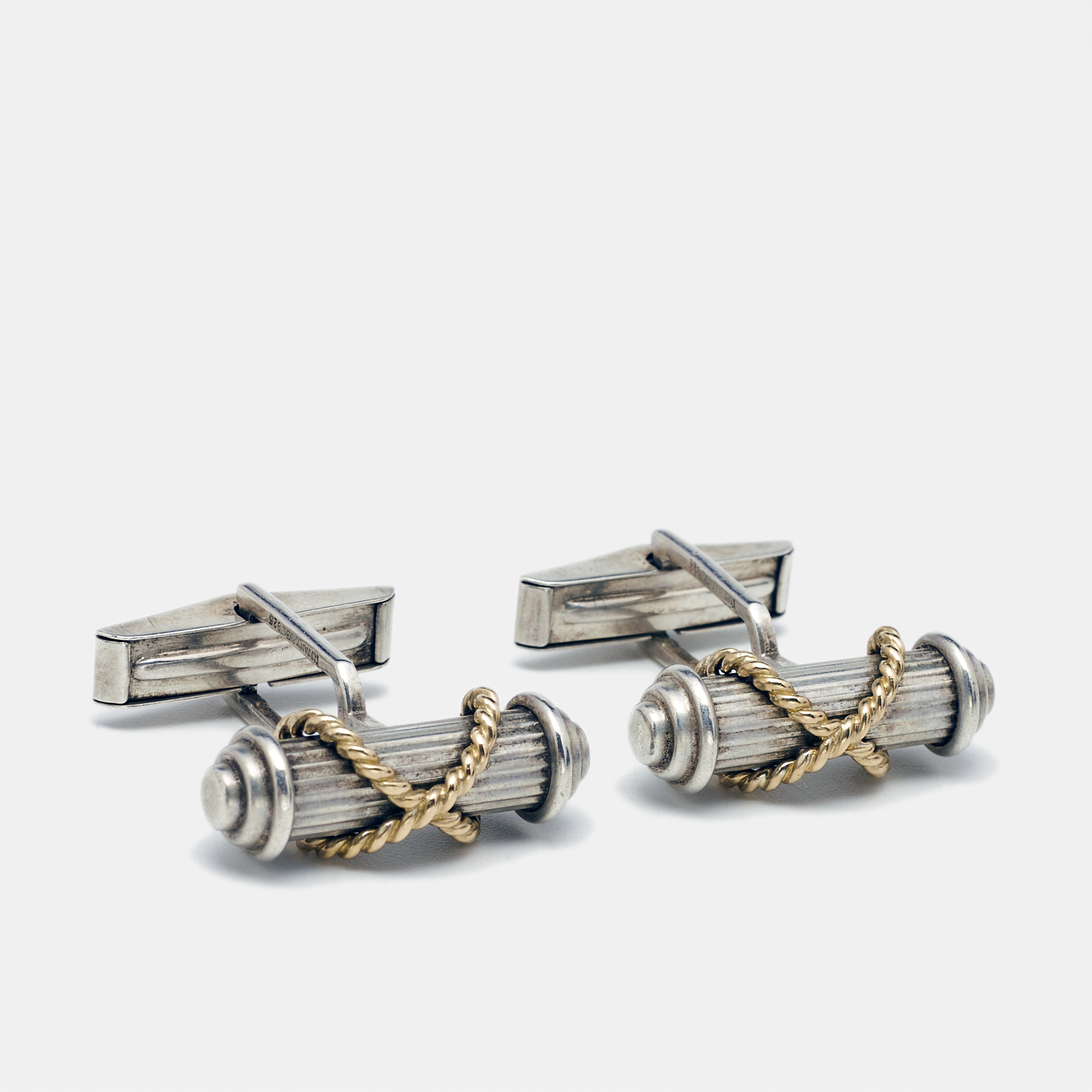 

Tiffany & Co. Vintage Cable 18k Yellow Gold Sterling Silver Cufflinks