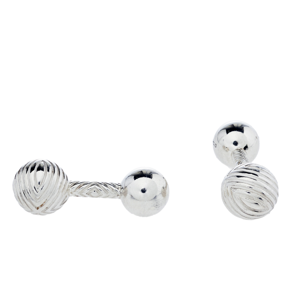 

Tiffany & Co. Sterling Silver Textured Barbell Cufflinks