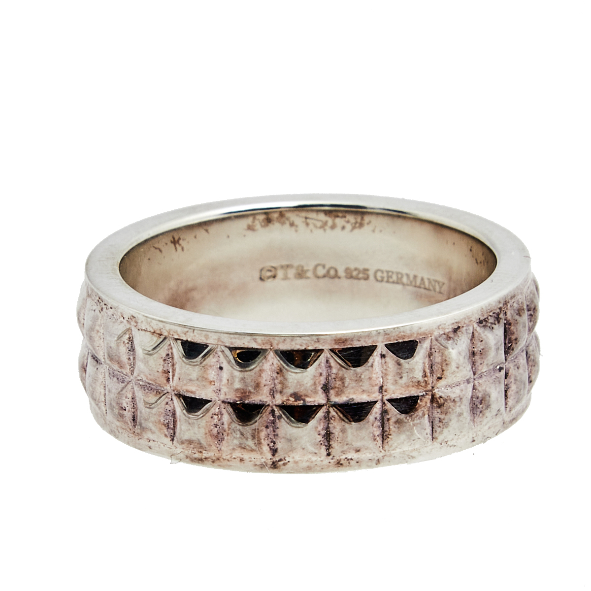 

Tiffany & Co. Sterling Silver Pyramid Stud Ring (Size