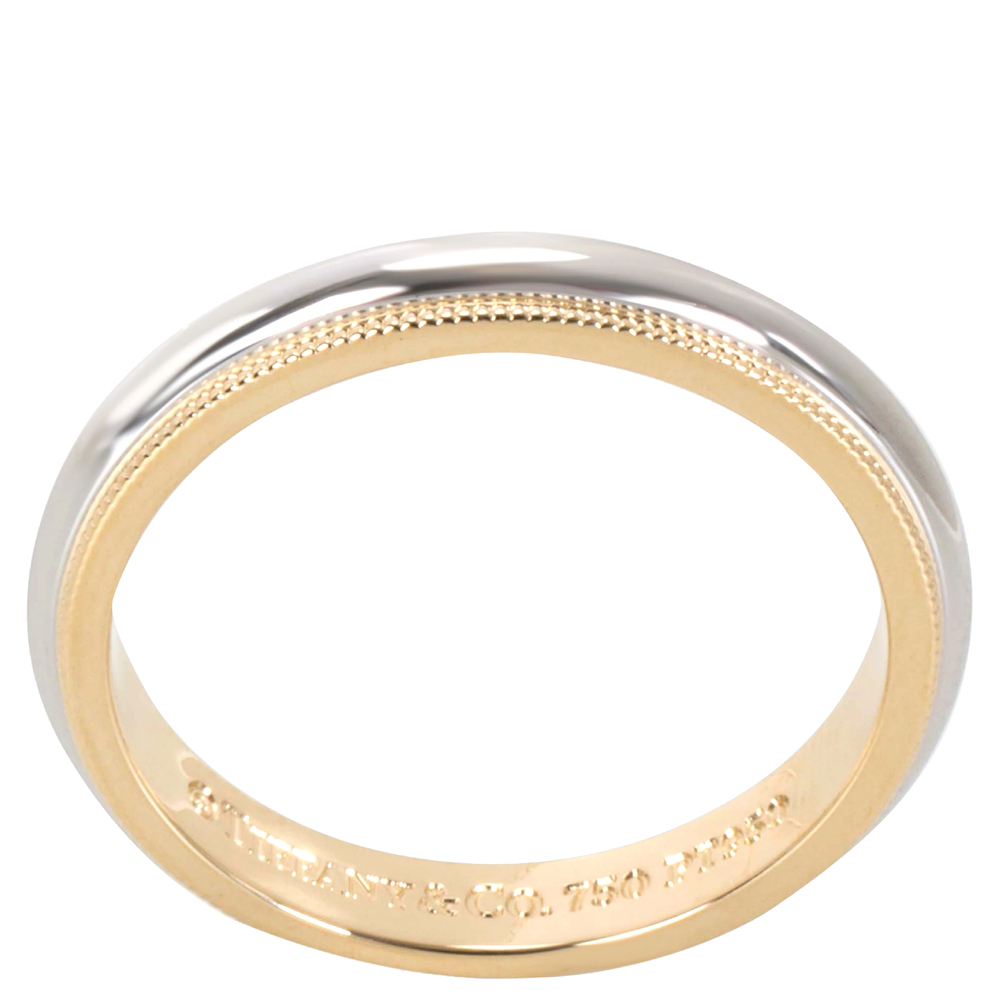 

Tiffany & Co. Milgrain 18K Yellow Gold & Platinum Wedding Band Ring Size