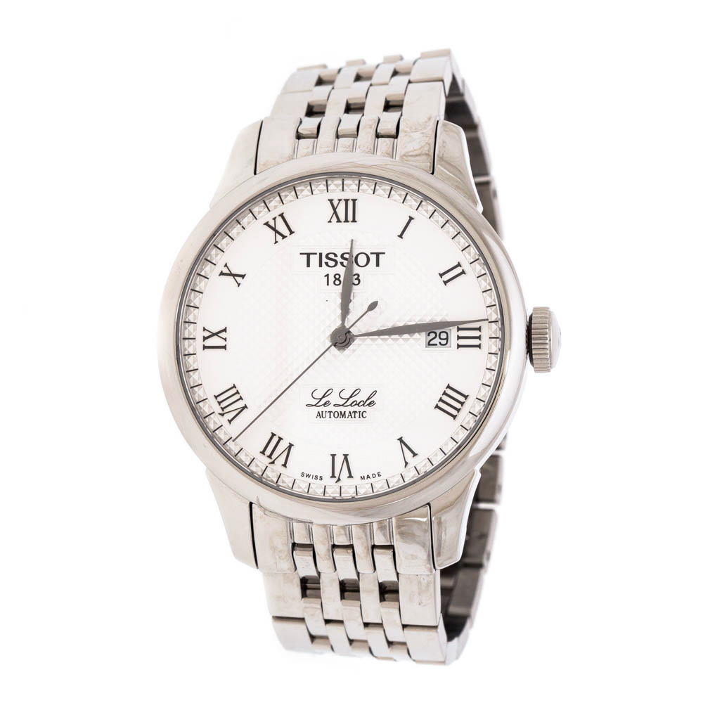 Tissot Silver White Stainless Steel T-Classic Le Locle T41.1.423.33 Men's Wristwatch 39 mm