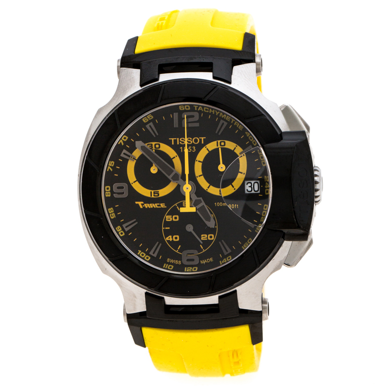 Tissot Black PVD Coated Stainless Steel T-Race T048417A Men's Wristwatch 45 mm