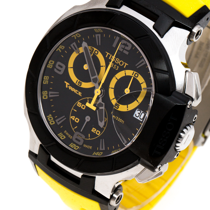 

Tissot Black PVD Coated Stainless Steel T-Race T048417A Men's Wristwatch, Yellow
