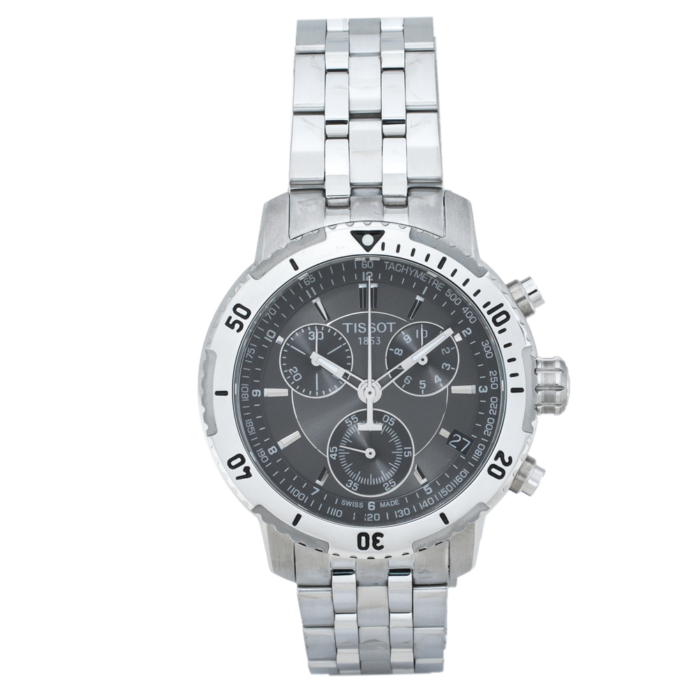 Click to view more detailed imagery on our partner's website Pre-owned Tissot Grey Stainless Steel Prs200 T067417a Men's Wristwatch 42 Mm In Silver