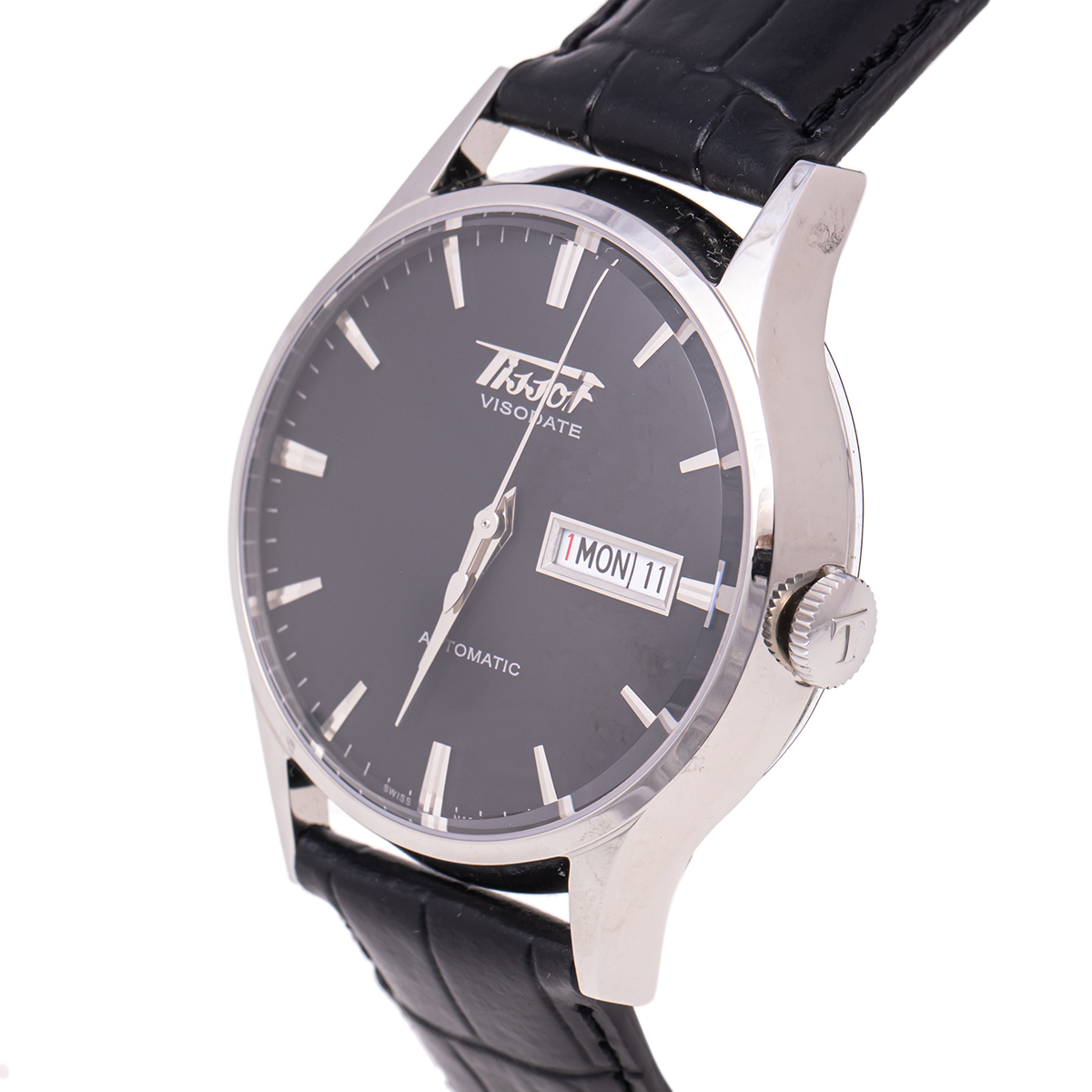 

Tissot Black Stainless Steel Leather Heritage Visodate T019.430.16.051.01 Men's Wristwatch