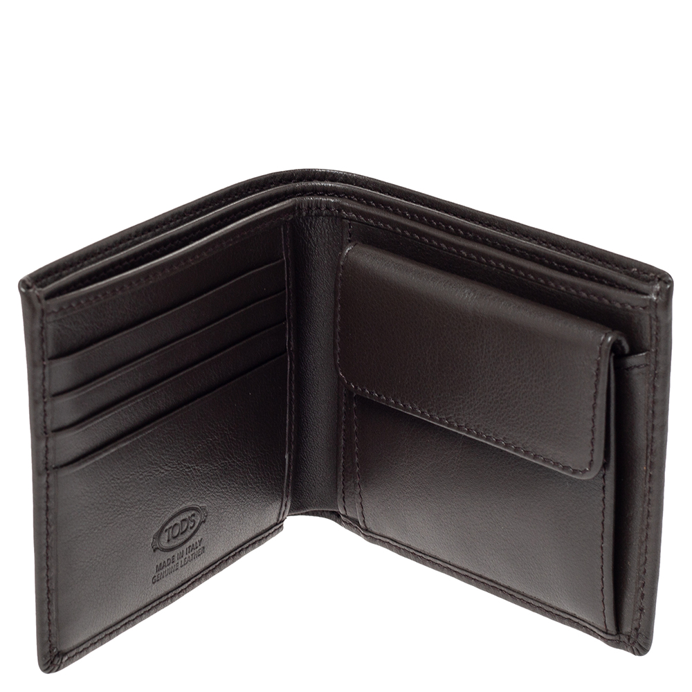 

Tod's Dark Brown Leather Double T Bifold Wallet