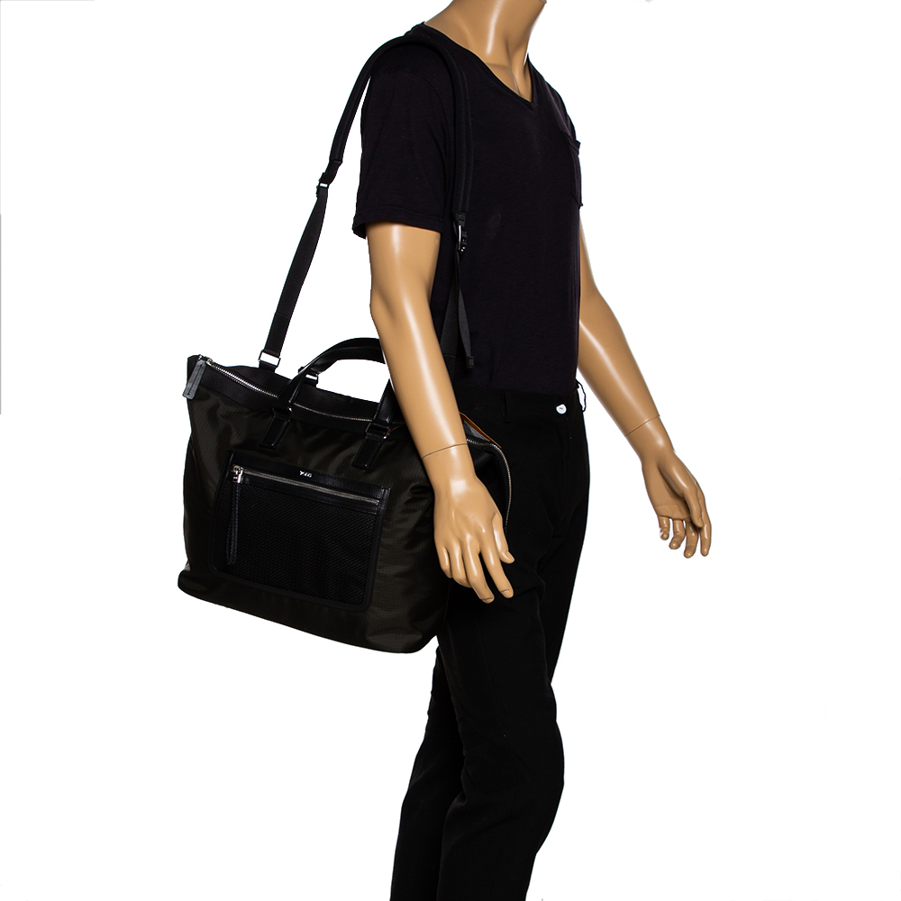 

Tod's Dark Green Nylon and Mesh Tote
