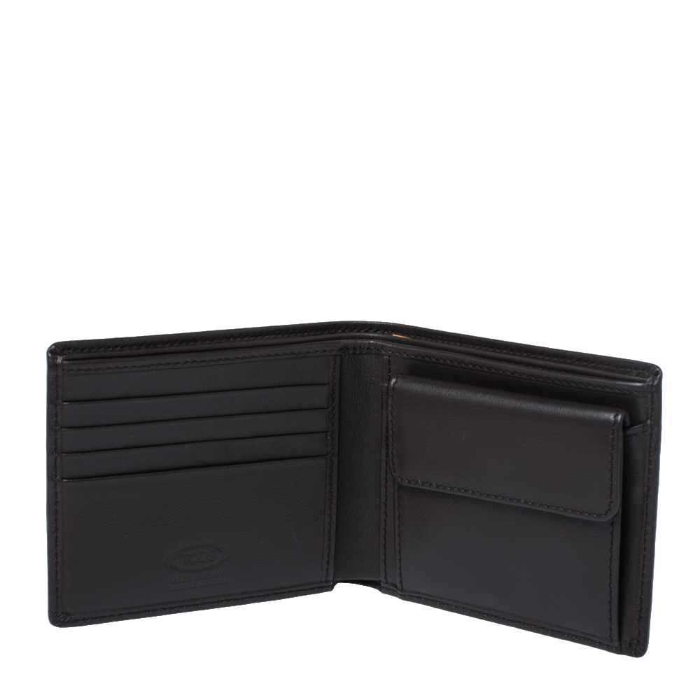 

Tod's Dark Brown Leather Double T Bifold Wallet