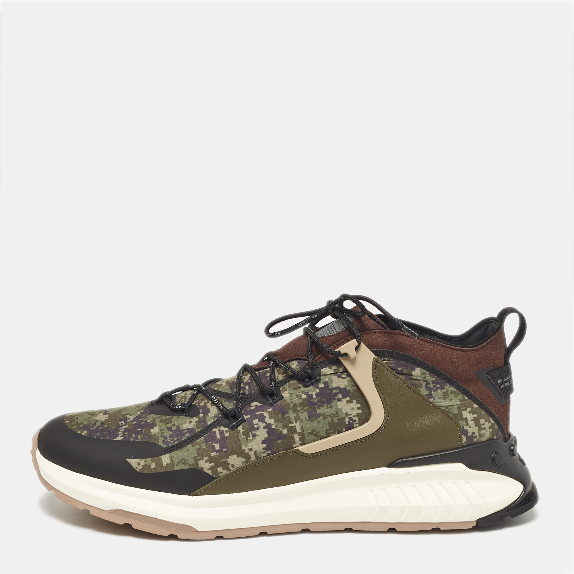 

Tod's Green Camouflage Print Fabric No Code J Sneakers Size 47