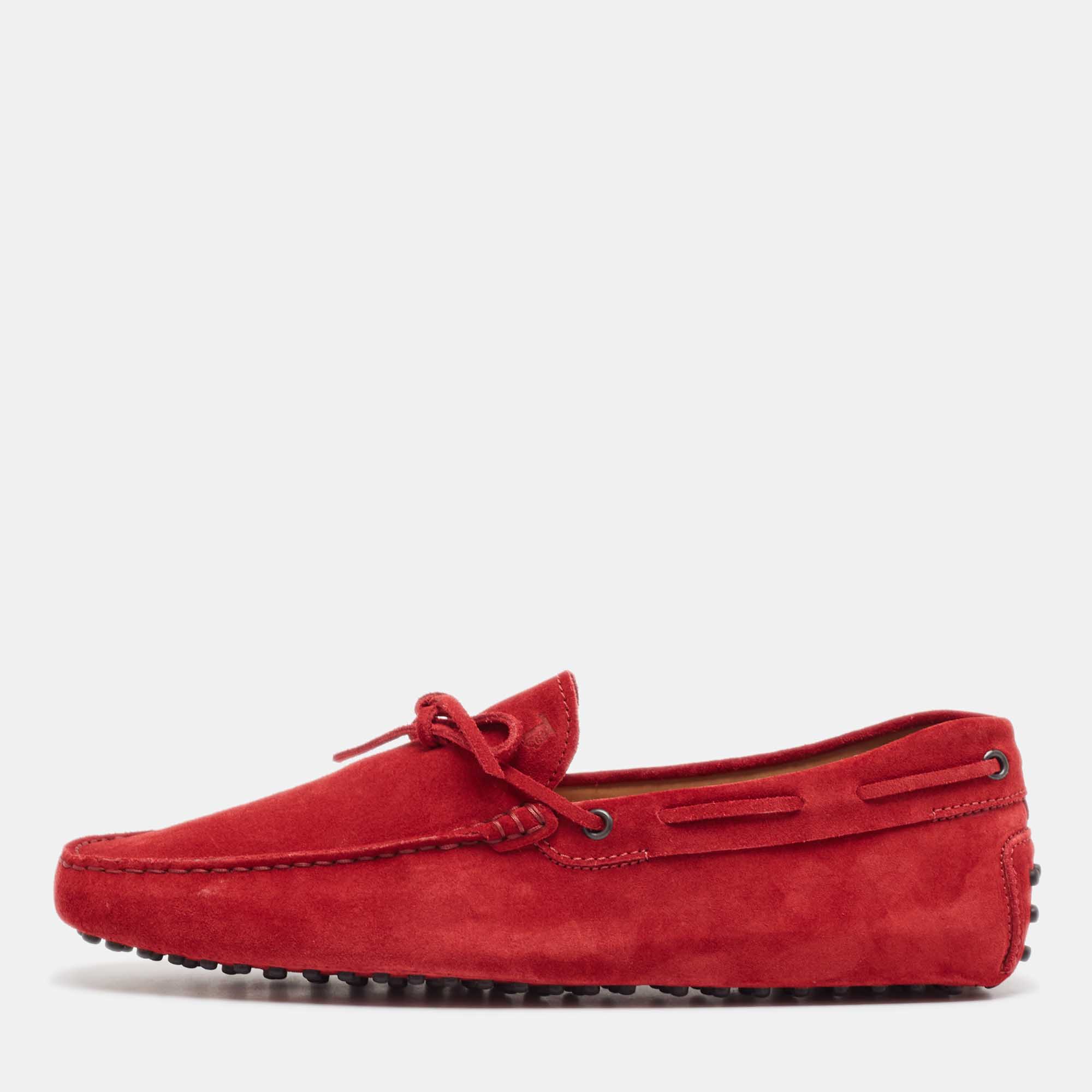 

Tod's Red Suede Slip On Loafers Size 44.5