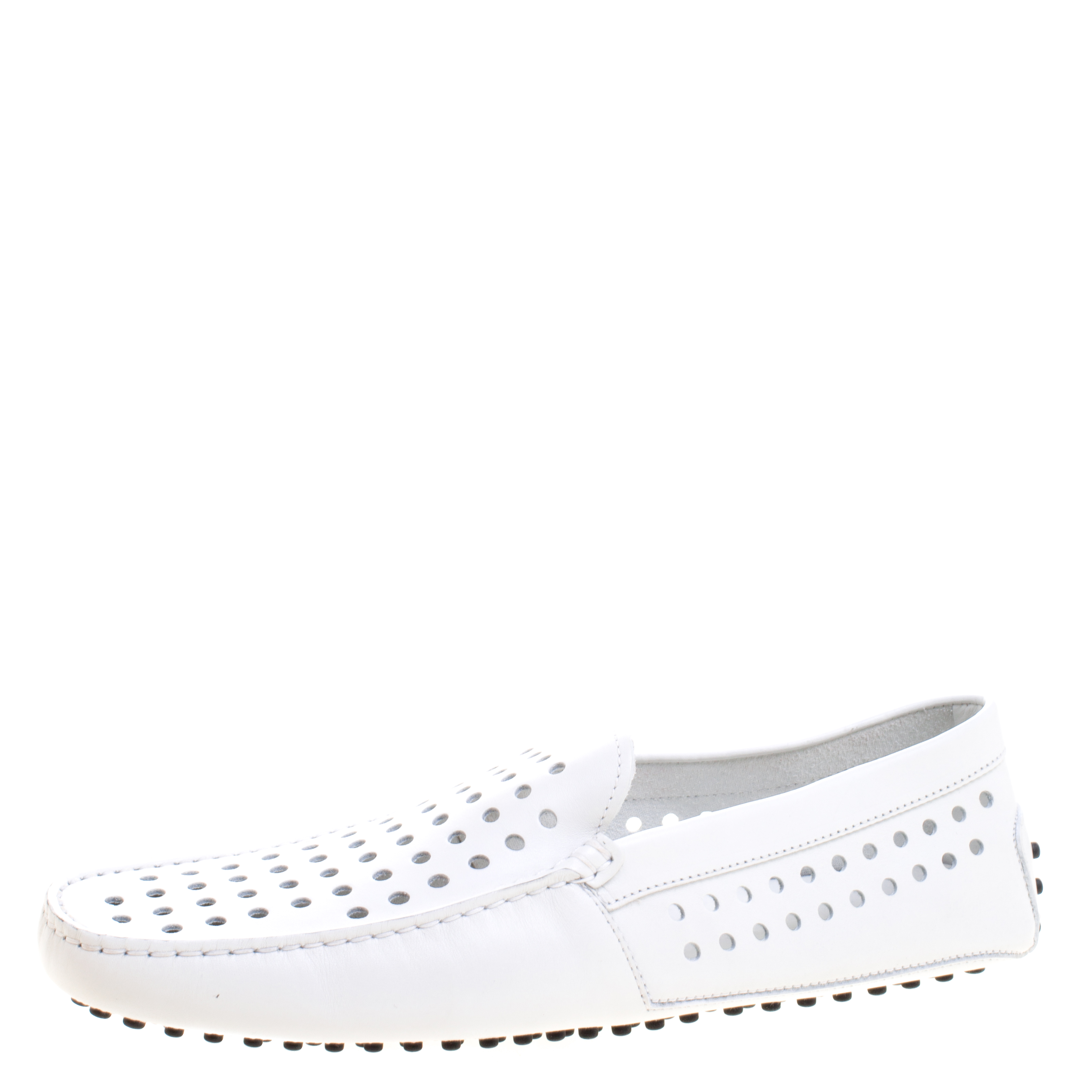 Pre Owned Tod's White Perforated Leather Loafers Size 43