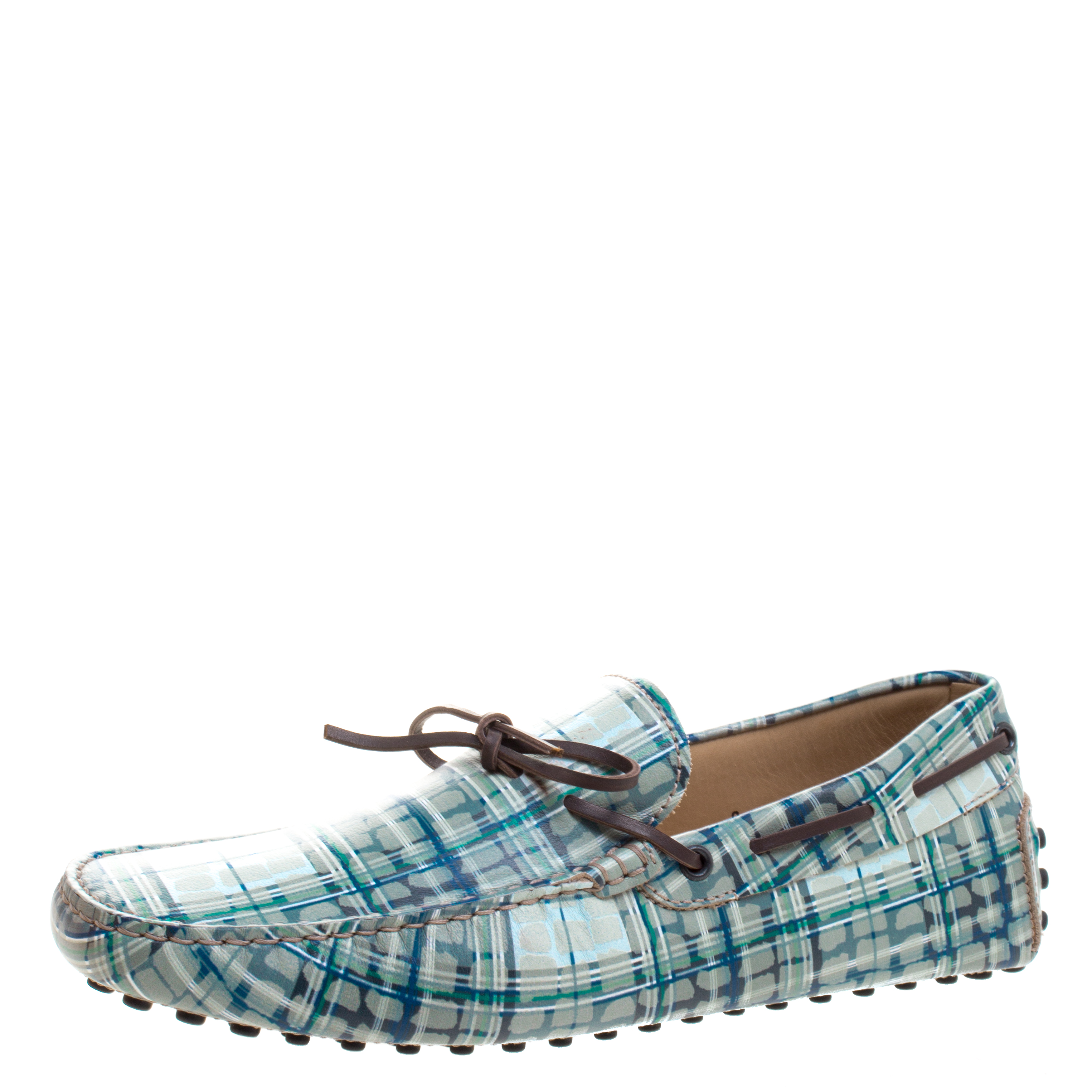 Pre Owned Tod's Abstract Print Leather Bow Loafers Size 42