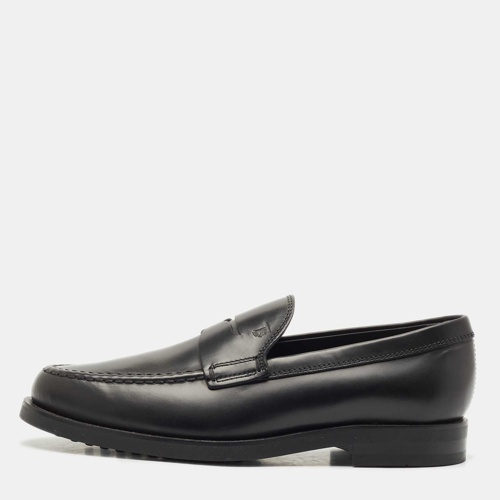 

Tod's Black Leather Penny Penny Loafers Size 39.5