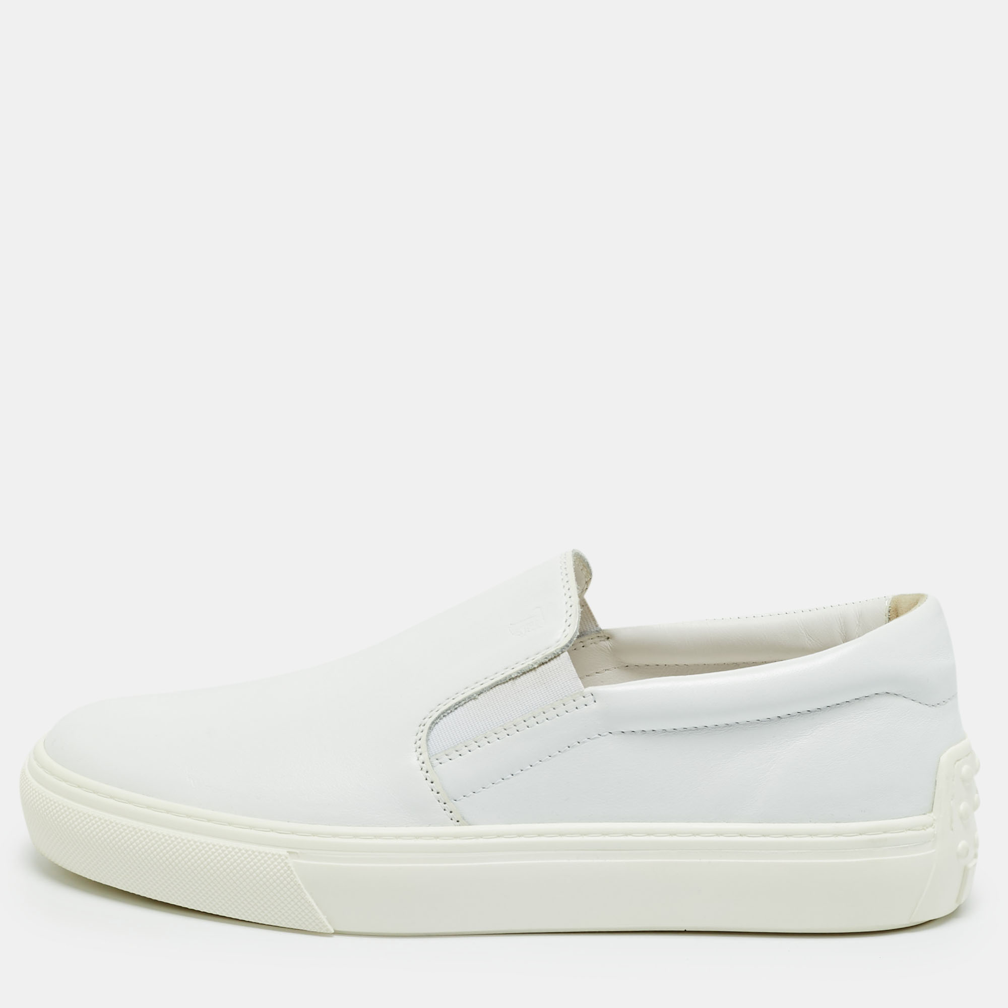 

Tod's White Leather Slip On Sneakers Size 41.5
