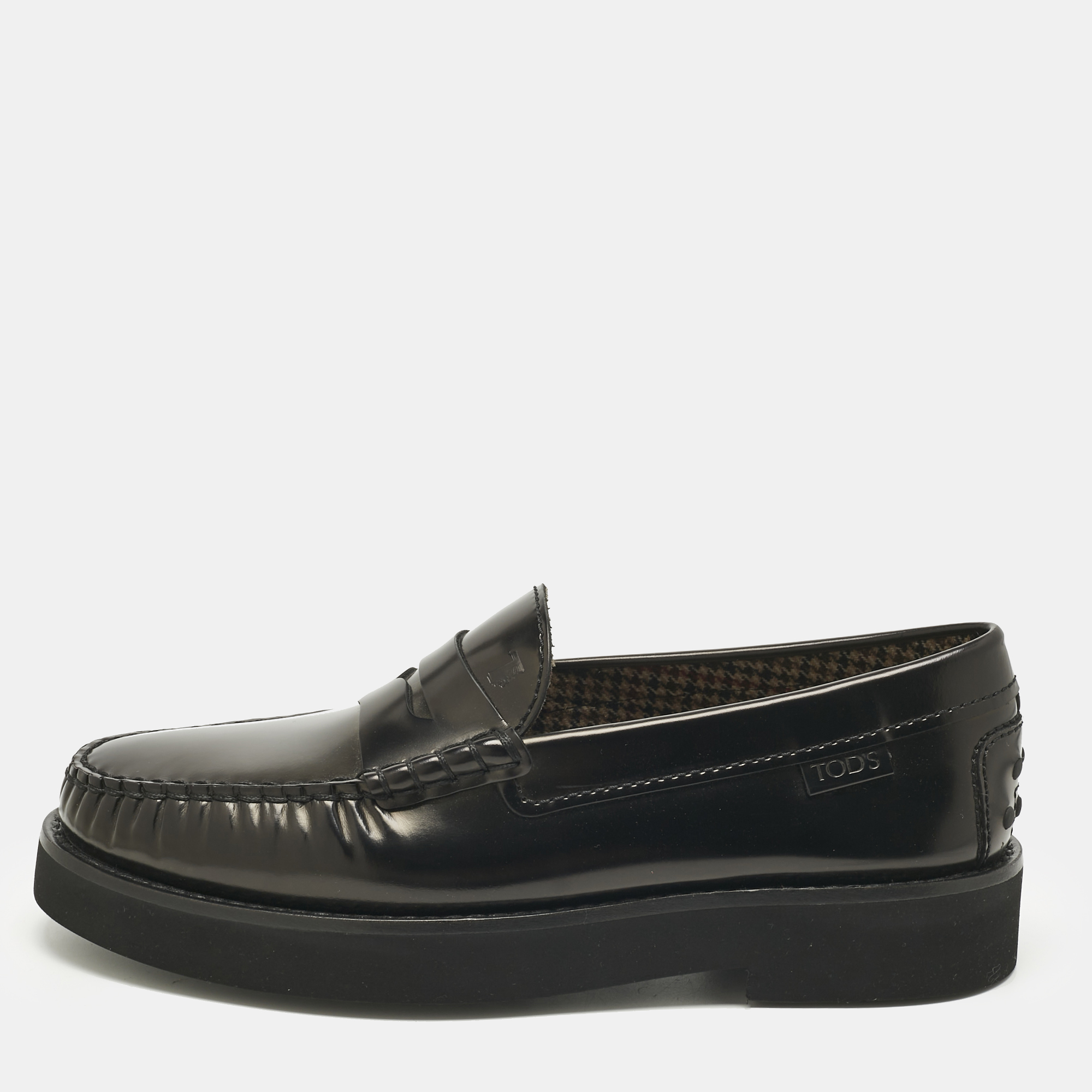 

Tod's Black Leather Penny Loafers Size 42
