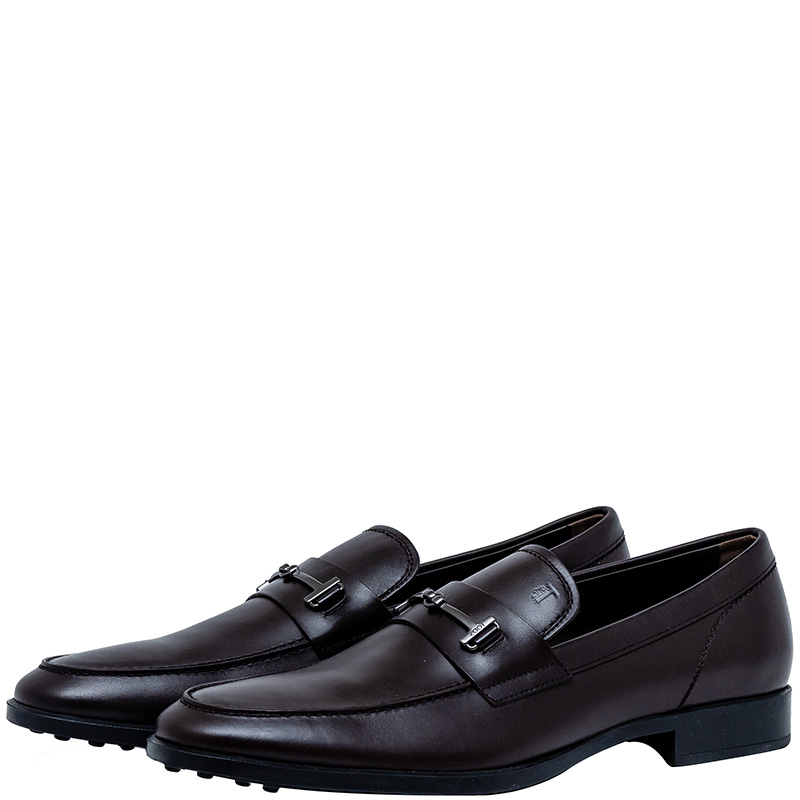 Pre Owned Tod's Dark Brown Leather Penny Loafers Size 43