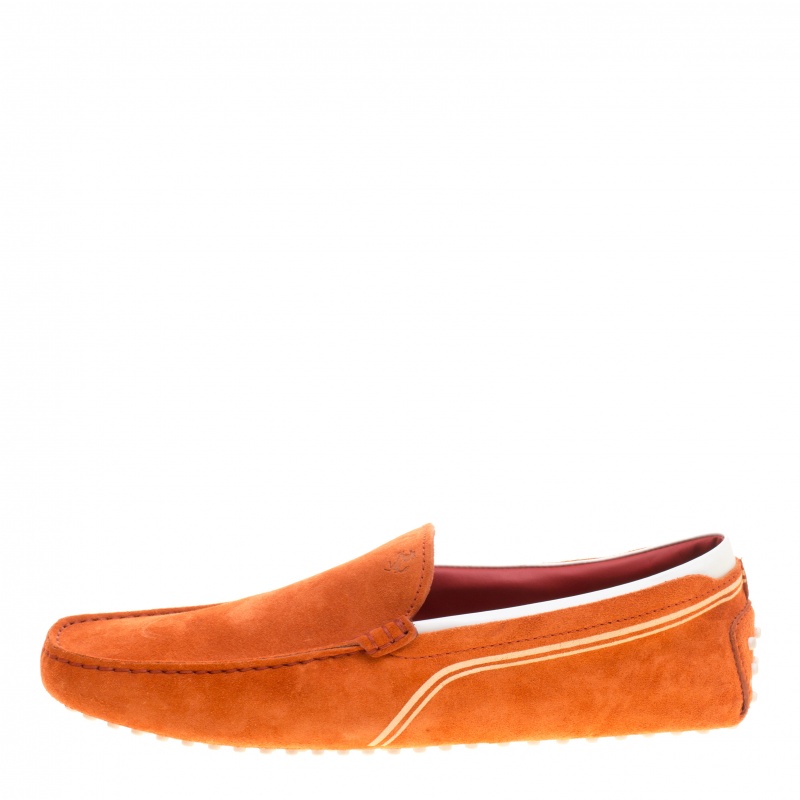 

Tod's For Ferrari Orange and White Suede Loafers Size