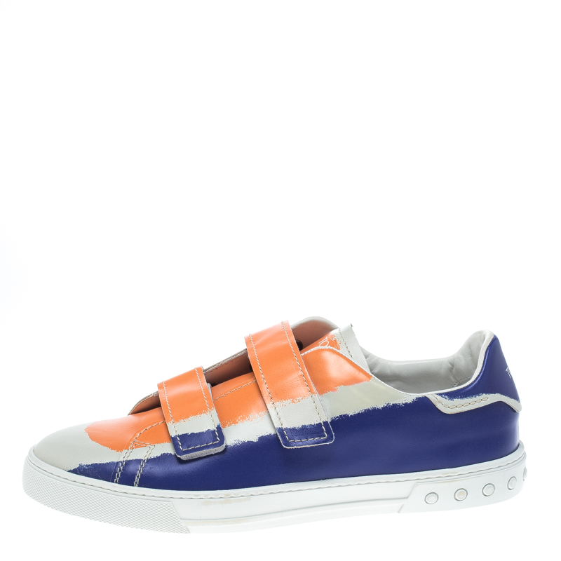 

Tod's Multicolor Printed Leather Velcro Sneakers Size