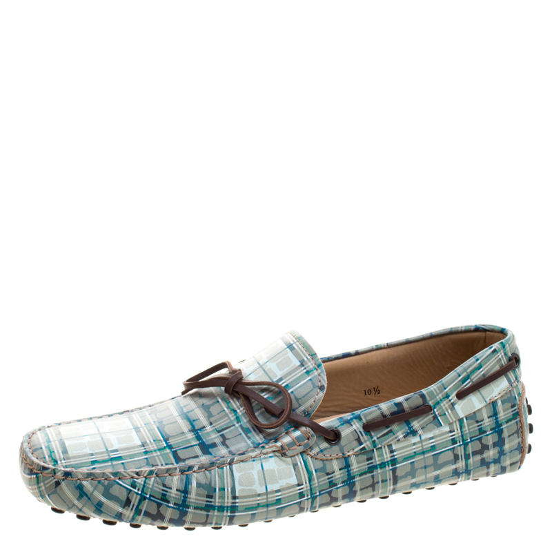 مملوكة مسبقًا Tod's Abstract Print Leather Bow Loafers Size 45