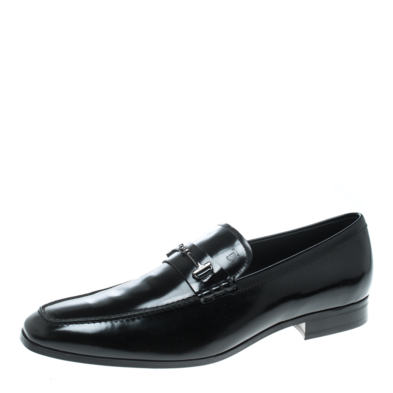 Tod's Black Leather Doppia T Loafers Size 47