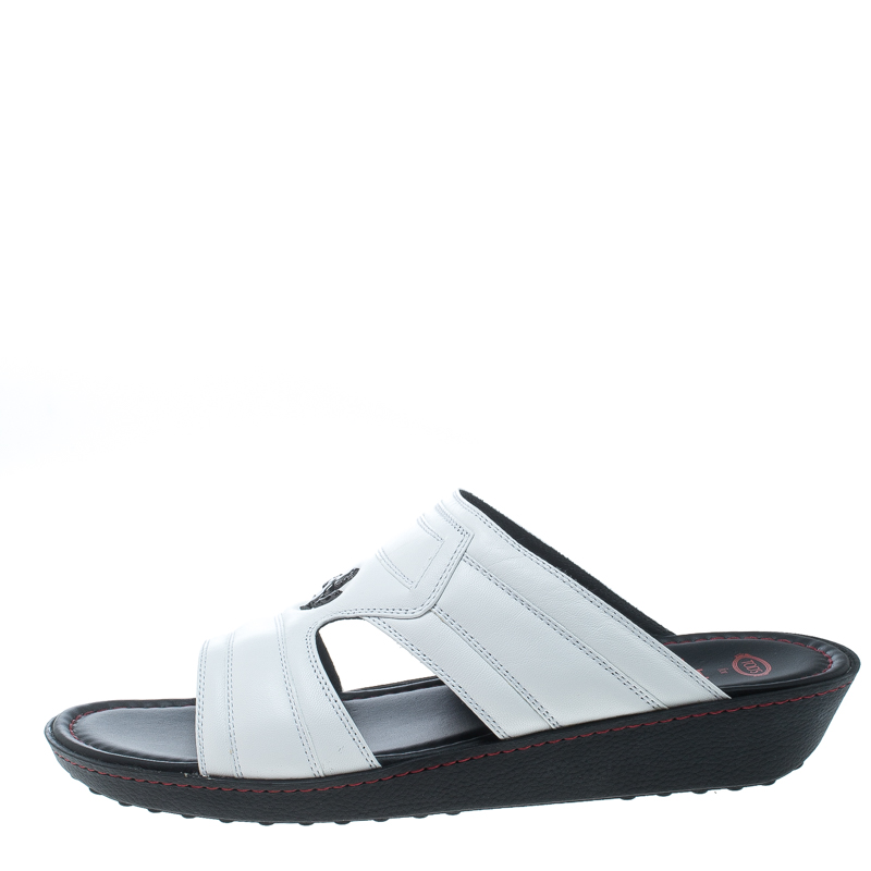 

Tod's for Ferrari Limited Edition White Leather Platform Slide Sandals Size