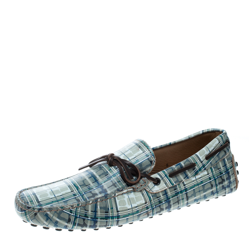 Pre Owned Tod's Abstract Print Leather Bow Loafers Size 42