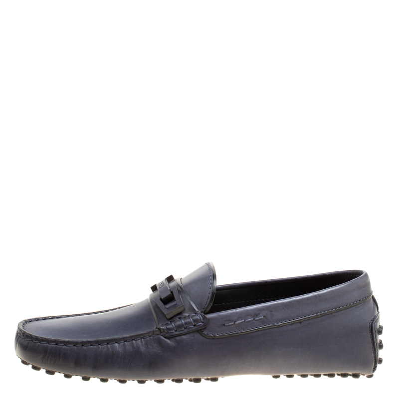 

Tod's Dark Blue Leather Macro Clamp Loafers Size
