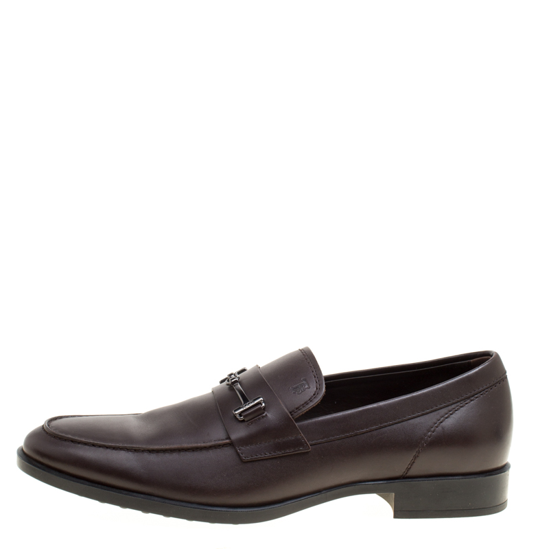 

Tod's Brown Leather Doppia T Loafers Size