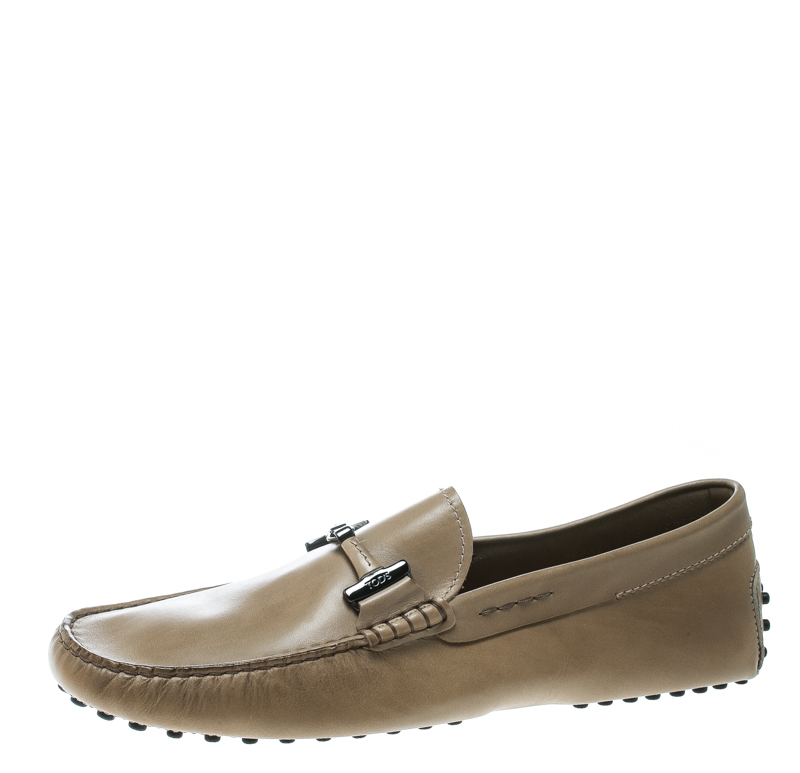 Pre Owned حذاء لوفرز تودز هورسبيت جلد رمادية داكنة مقاس 43