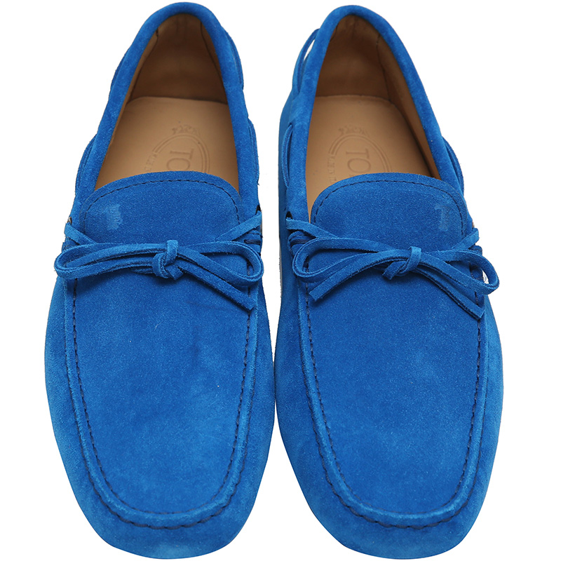 

Tod's Blue Suede Bow Detail Driving Loafers Size