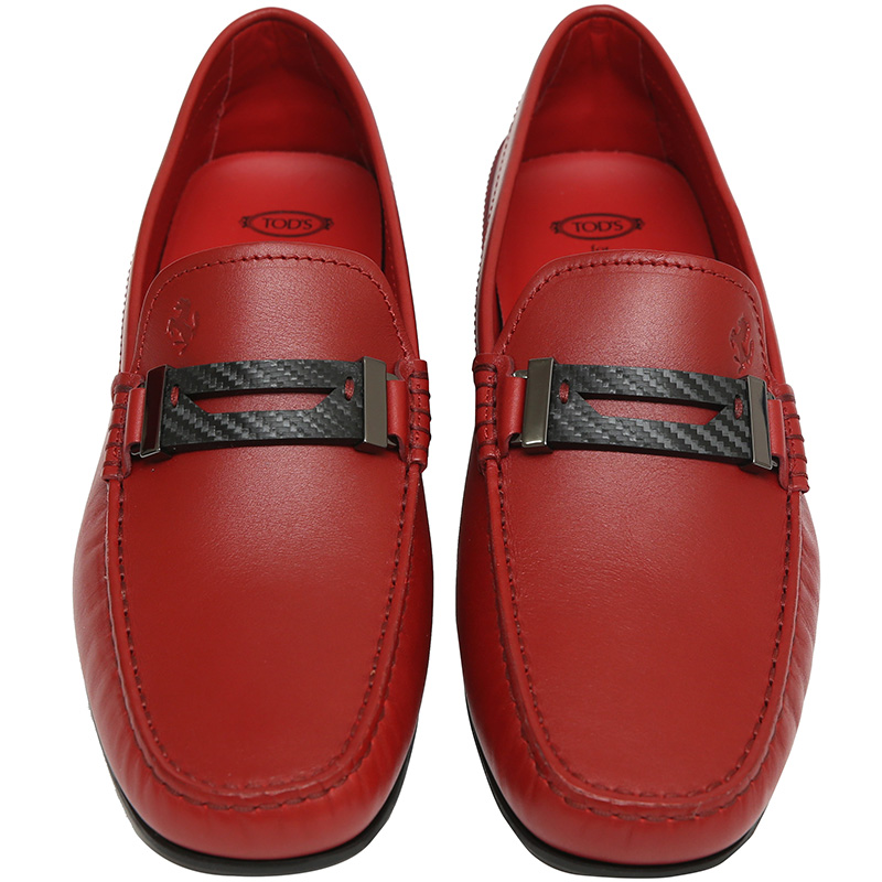 

Tod's For Ferrari Red/Black Leather Loafers Size