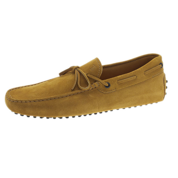 Pre Owned Tod's Mustard Suede Bow Loafers Size 42.5