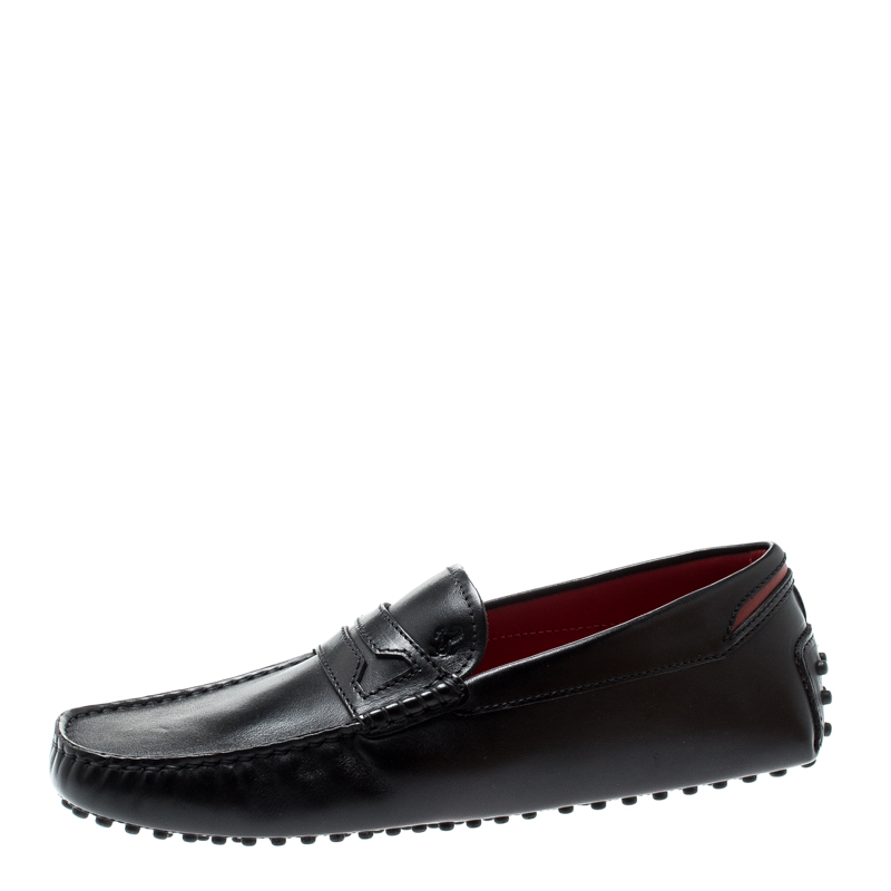 Pre Owned Tod's For Ferrari Black Leather Loafers Size 41