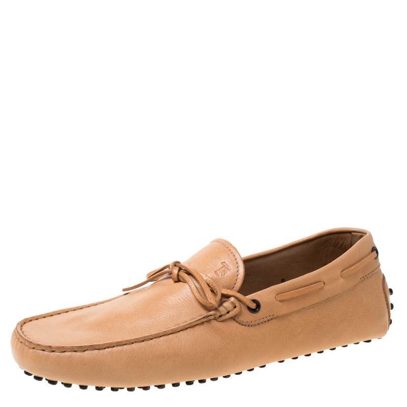 مملوكة مسبقًا Tod's Light Beige Leather Bow Loafers Size 43